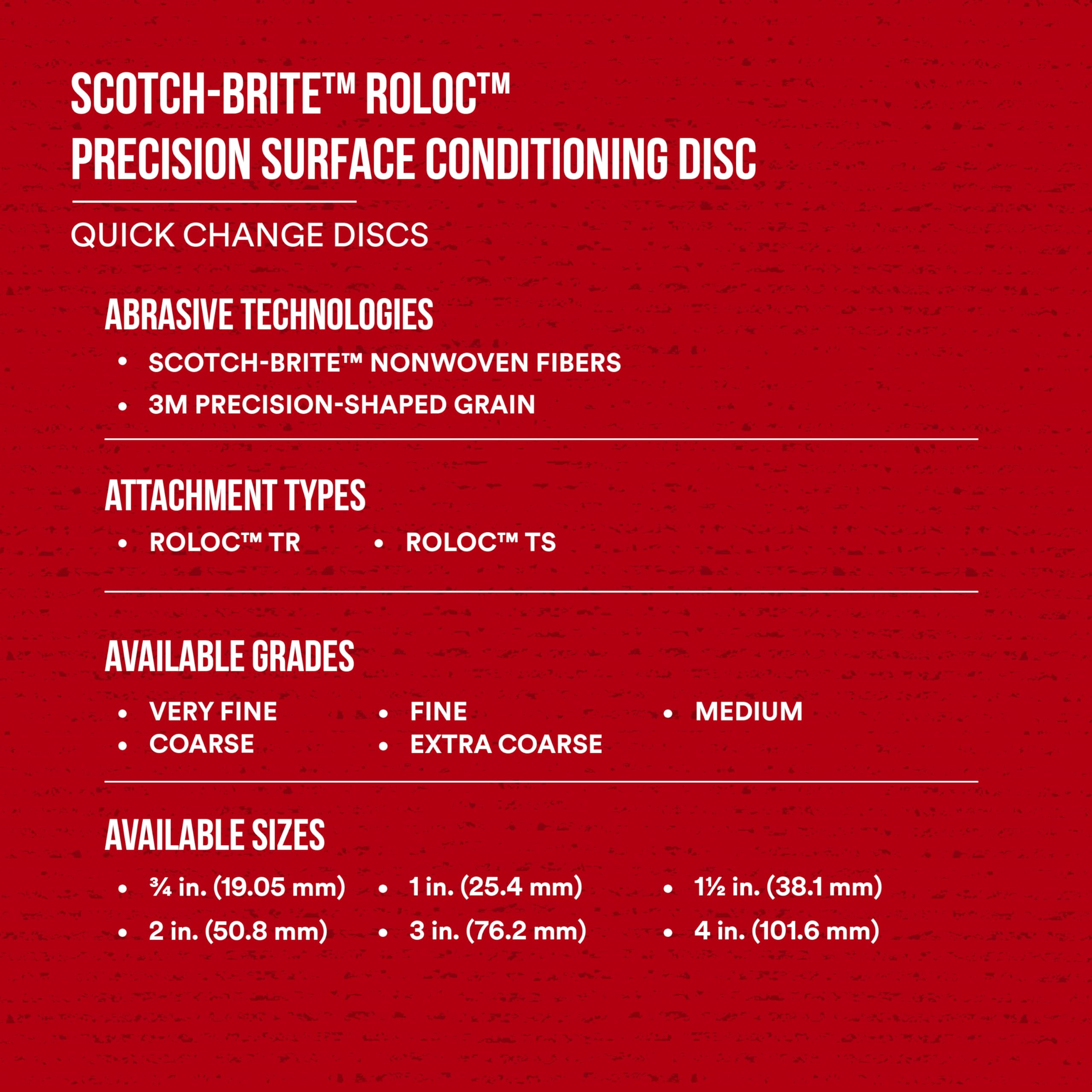 Scotch-Brite Roloc Precision Disco para la preparación de superficies, TR | PN-DR, medio, 25.4 mm, 50 por paquete