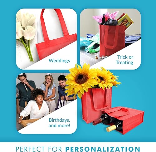 Miniatura 5 de Pack de 25 bolsas reutilizables para regalos, fiestas, almuerzo., Rojo