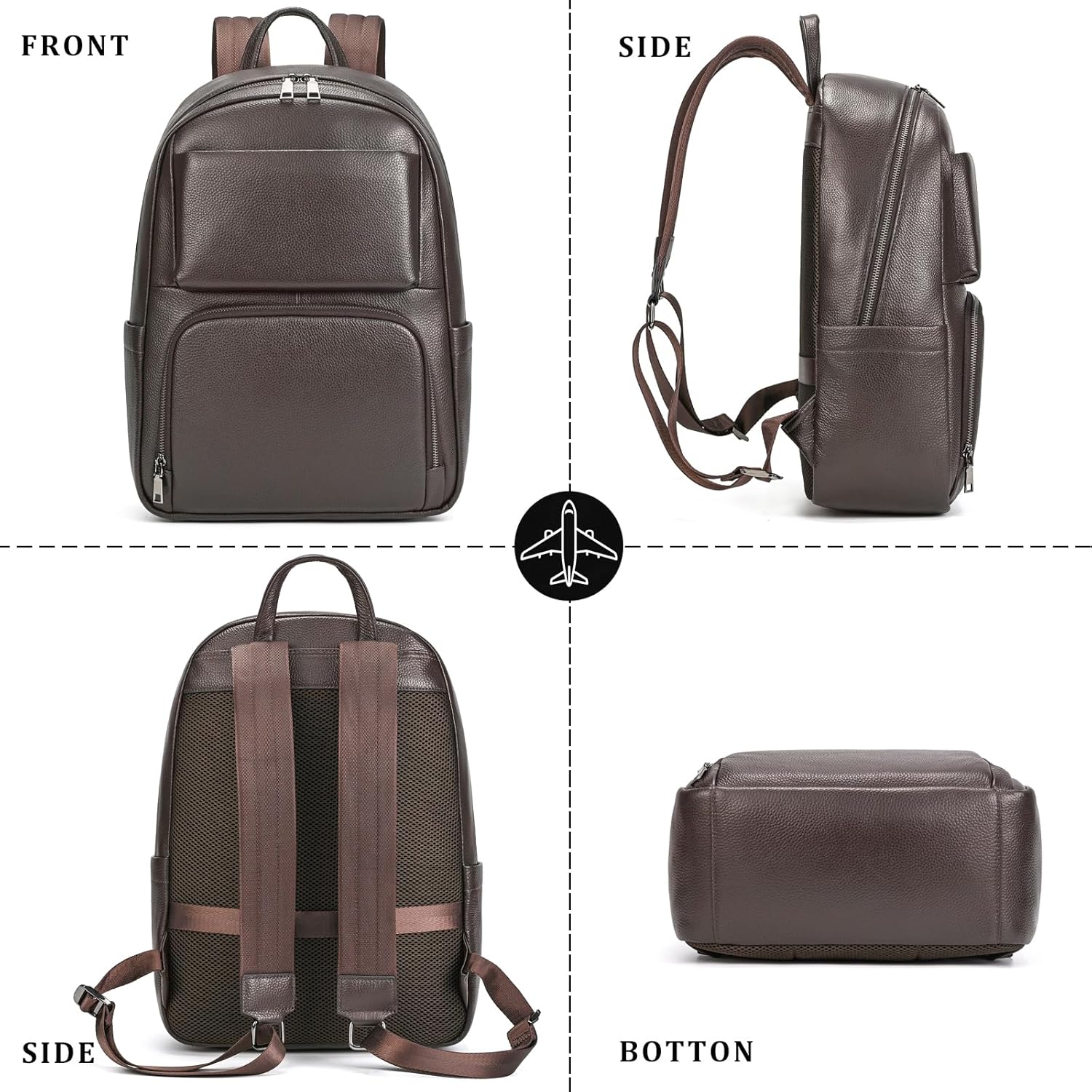 Laptop Leather Travel Backpack For Men Carry On Back Pack For Business Work computer Backpacks Fit 15.6" Laptop