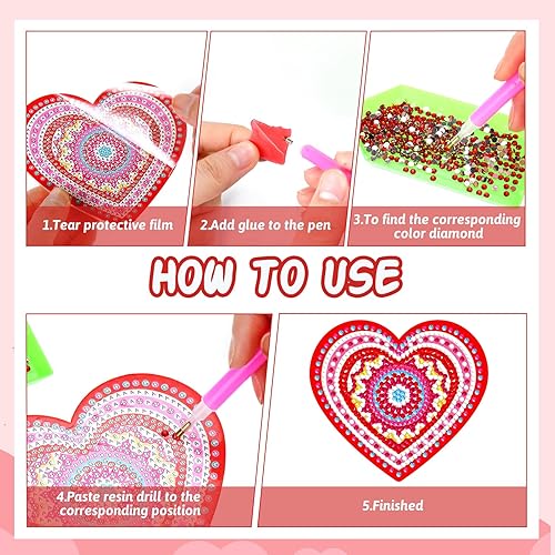 Miniatura 7 de 8 posavasos de pintura de diamante, posavasos de arte de diamantes, kits de pintura para regalos de madre, principiantes, adultos, niños, mesa de