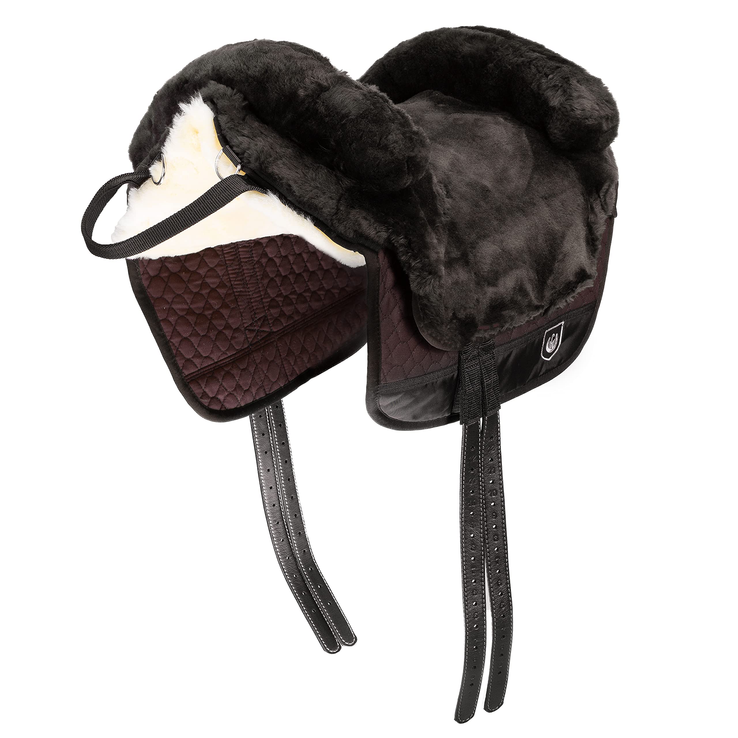 CHRIST Montura para Caballo IBERICA Plus Silla de Montar española, Bareback Pad de Piel de Cordero Transpirable, cojín Integrado, Talla Shetty en marrón