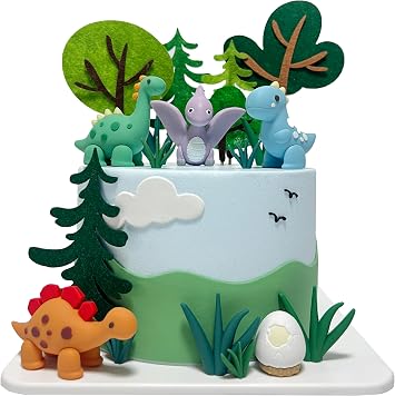 19pcs Dinosaur Cake Toppers, 3D Dinosaurs Cake Toppers for Kids, Cake topper for Dinosaur Themed Party, Dinosaur Baby Shower