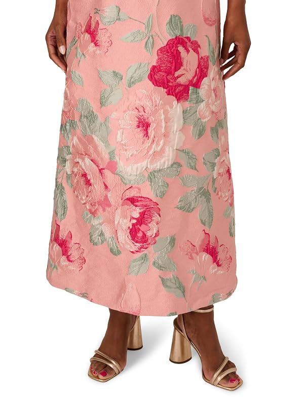 Adrianna Papell Womens Off Shoulder Jacquard Dress, Pink Multi, 6 by Adrianna Papell - Used condition - Image 5
