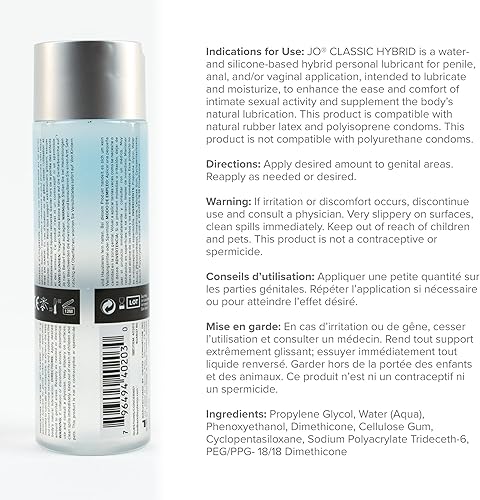 Miniatura 2 de JO Classic Hybrid Lubricante original, lubricante de silicona y a base de agua para hombres, mujeres y parejas, 8 onzas líquidas
