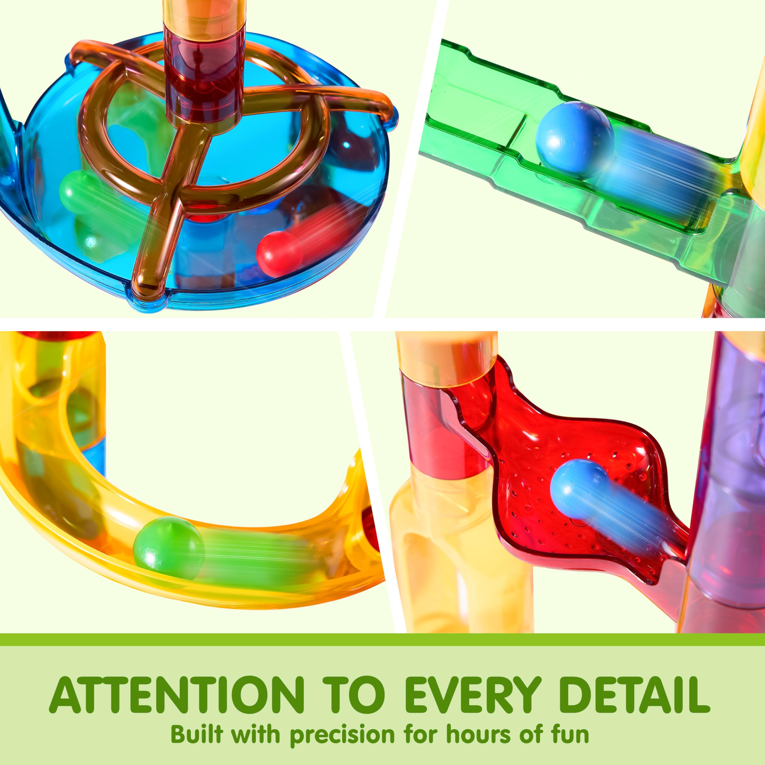 JOYIN 137Pcs Glowing Marble Run - Construction Building Blocks Toys with 15 Glow in The Dark Plastic Marbles, STEM Toy Presents for Boys and Girls - Image 4