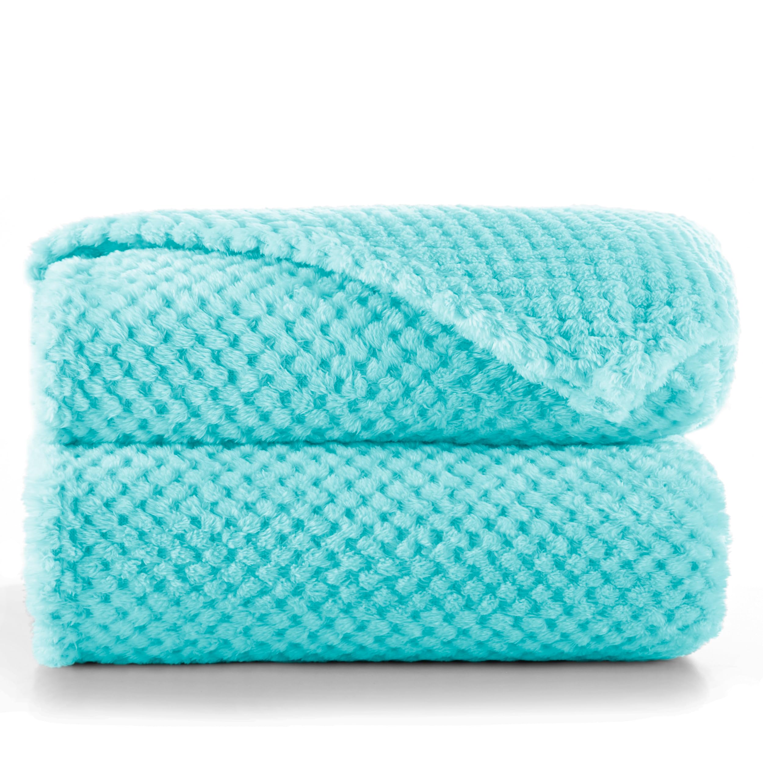 DecoKing Scandanavian style Blanket microfibre cosy Blanket Fleece bedspread Soft smooth Cuddly, Microfibre, turquoise, 220 x 240 cm
