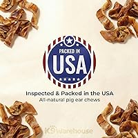 Vista 2 de K9warehouse Orejas de cerdo para perros, a granel natural, tiras de orejas 100% de cerdo para perros, alternativa a los masticables de cuero crudo