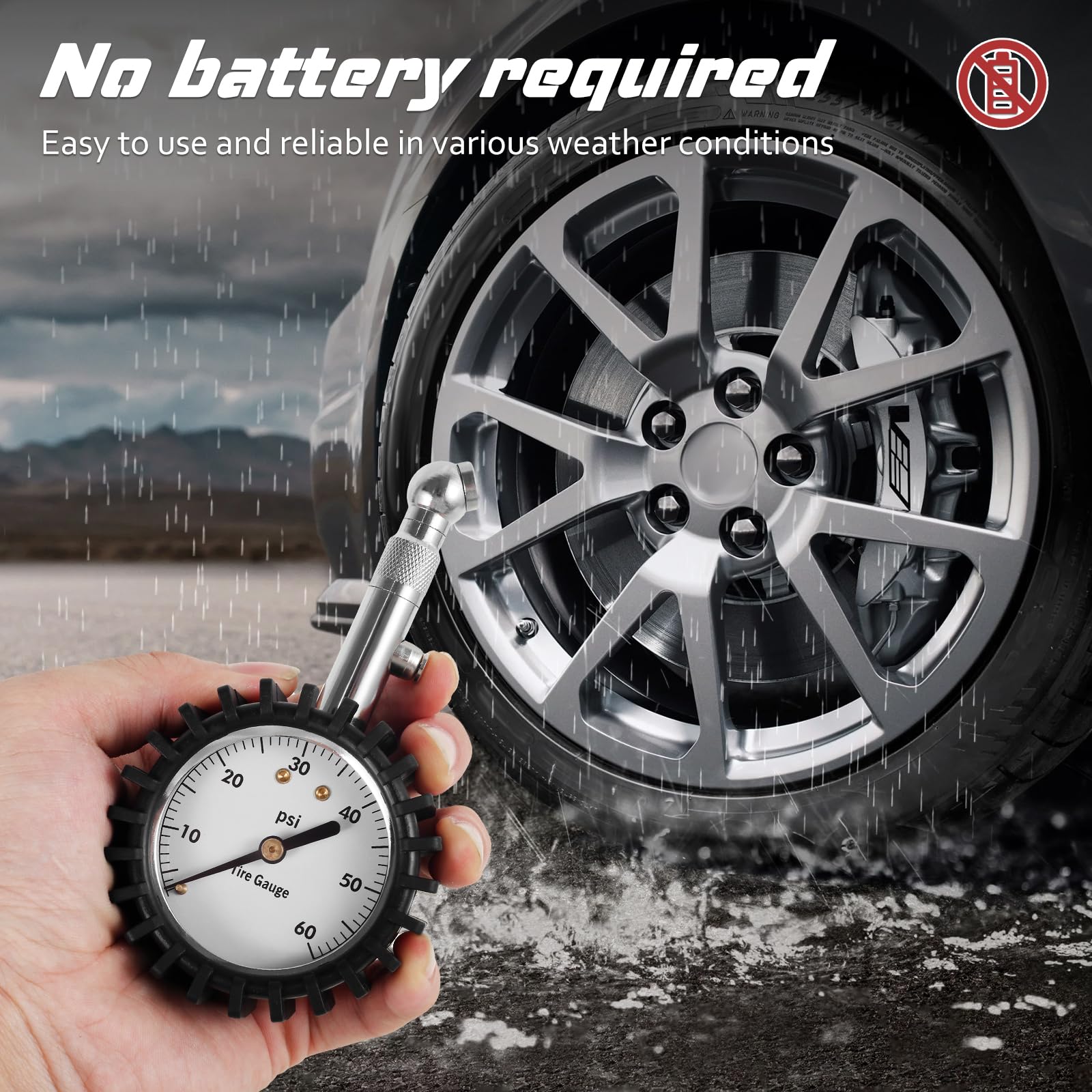 LZVXTYM Tire Pressure Gauge Compatible Car Accessories, Safe Air Pressure Gauge, Easy to Read Tire Gauge, Air Leak Proof Glow Dial Tire Gauge for Men Stocking(White)