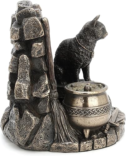 Miniatura 7 de Veronese Design 4 7/8 "gato negro que evoca la esquina de la resina del molde en frío de la estatua del final del bronce antiguo