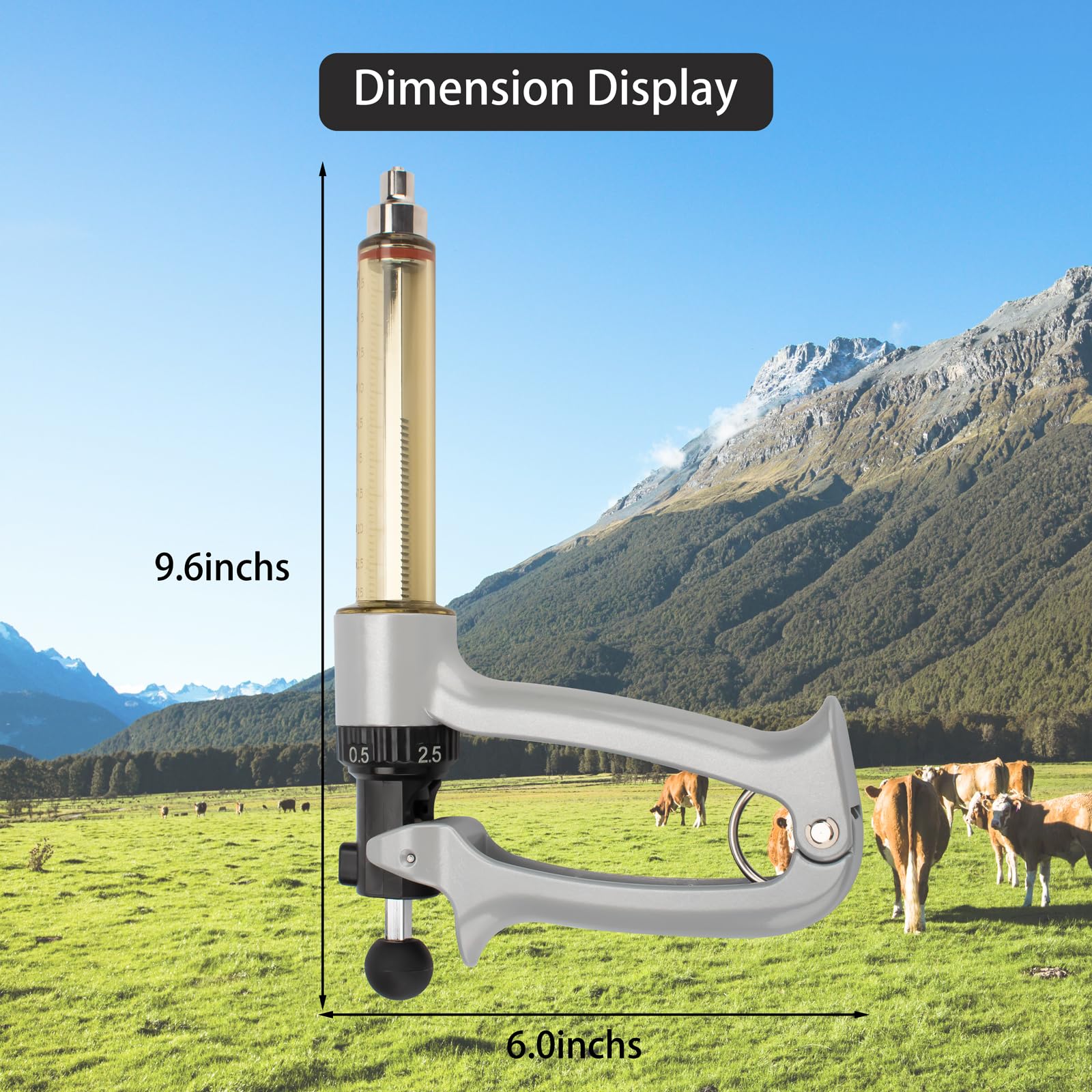 25ML Semi-Automatic Adjustable Injector Syringe (0.5ml to 2.5ml) for Livestock — Amazon image 3