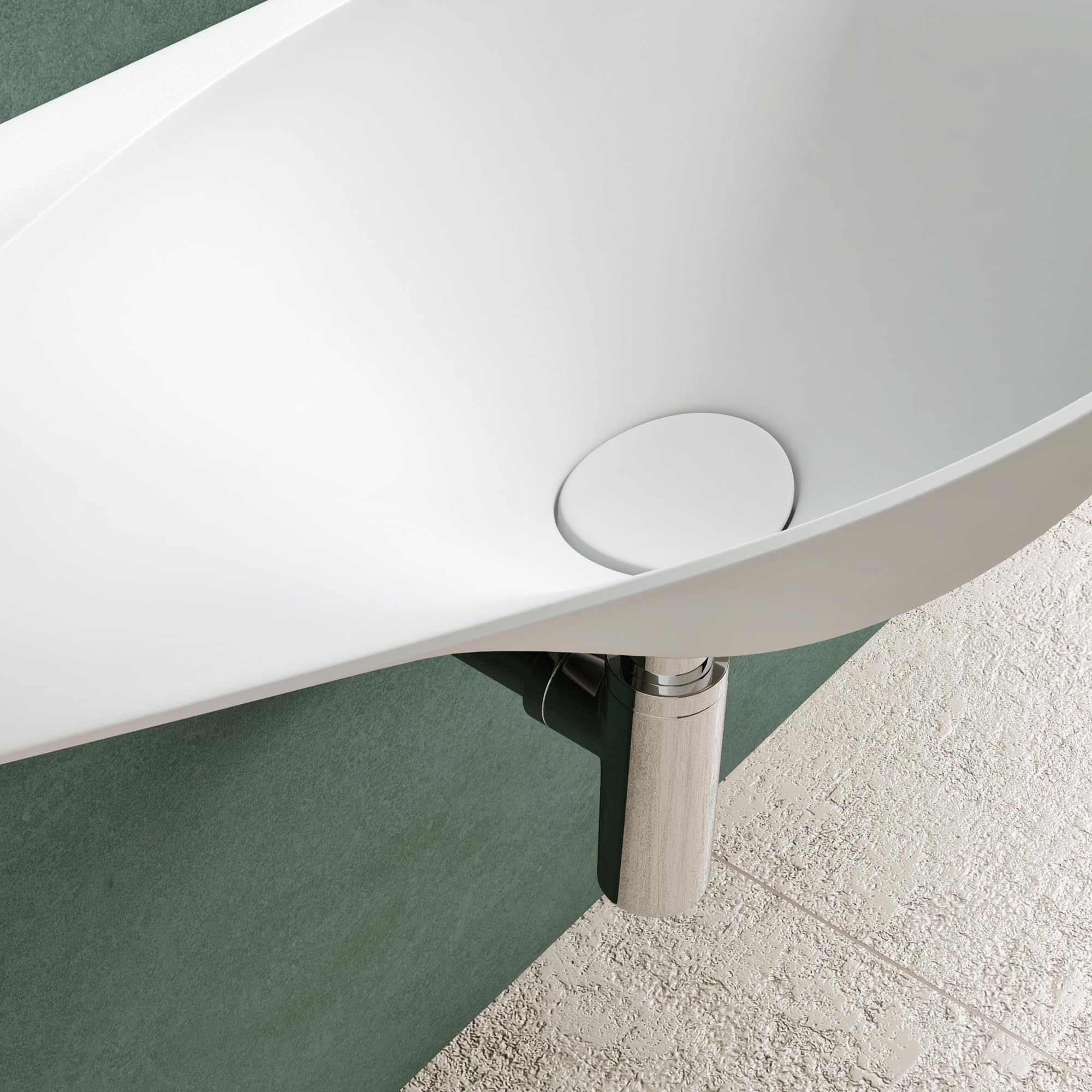 Mai & Mai Lavabo Suspendido 80x37x22 cm – Blanco Mate, Mármol Fundido, sin Orificio para Grifo, con Tapa de Desagüe, Col816