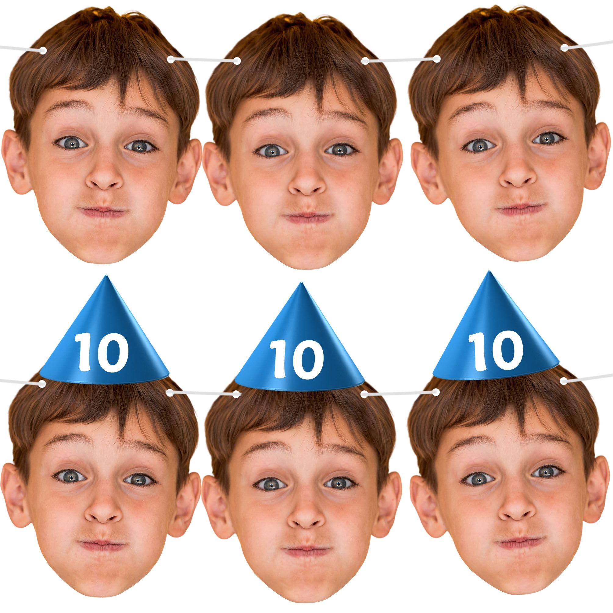 Personalised Photo Face Bunting Banner 10th Birthday Party Custom Decorations 5th 7th 13th Parties Kids Boys Girls SPD10