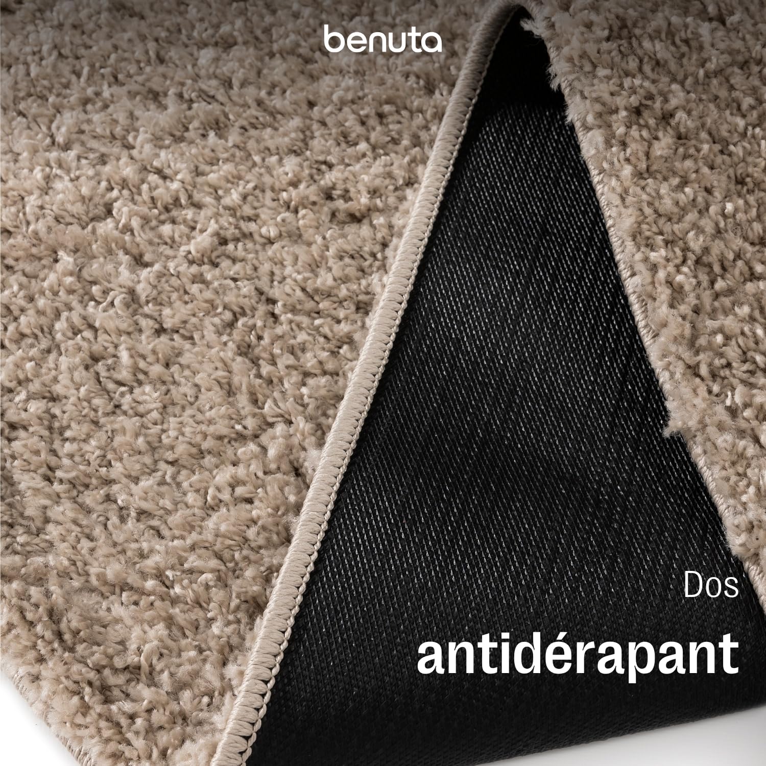 benuta Basic Tapis Poil Long Sohari - Beige 160x160 cm - Lavable - Minimaliste - Doux - pour Chambre, Couloir, Salle à Manger - Compatible avec Chauffage au Sol