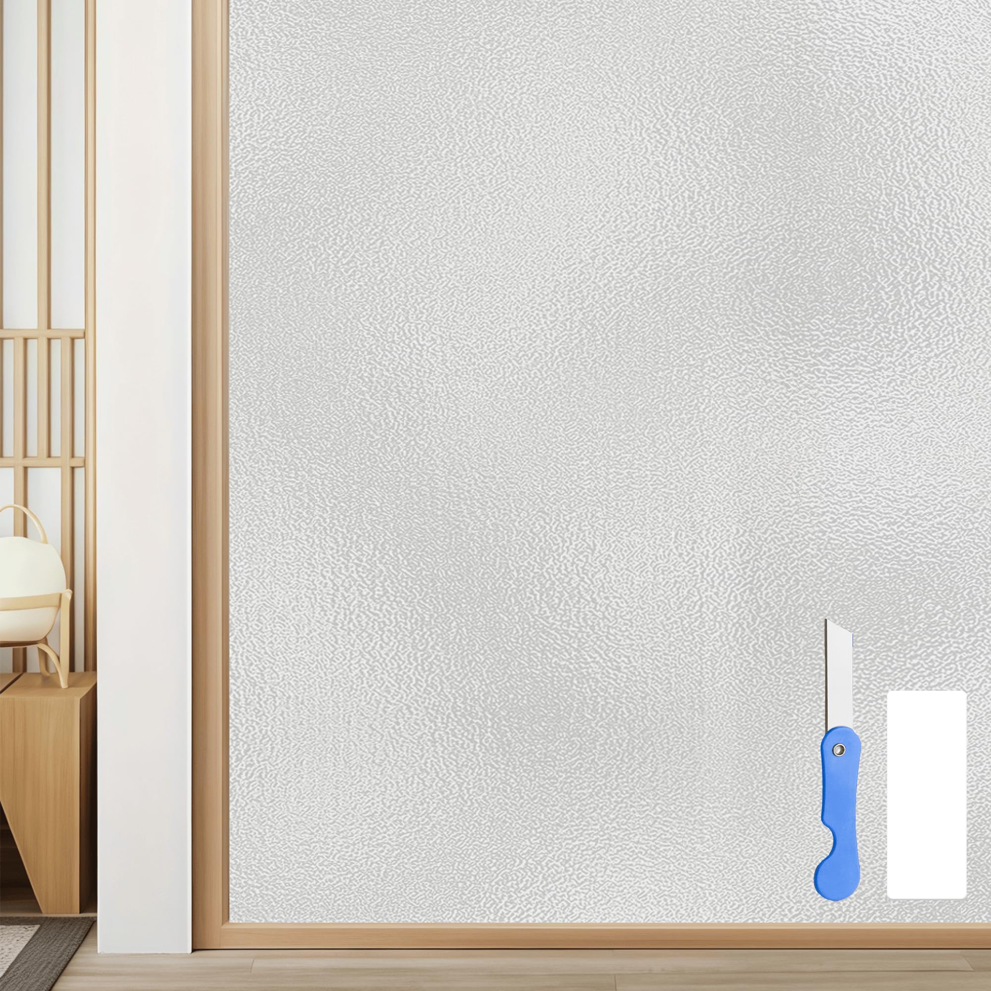Frosted Privacy Glass Window Film 130 x 150 cm Static Cling No Glue Opaque Frosting Cover Matte for Home Bathroom Bedroom Office, White