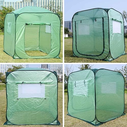 Miniatura 9 de Porayhut Tienda de campaña desplegable para invernadero, casa de flores portátil XL, para plantas de jardinería para interiores y exteriores, con