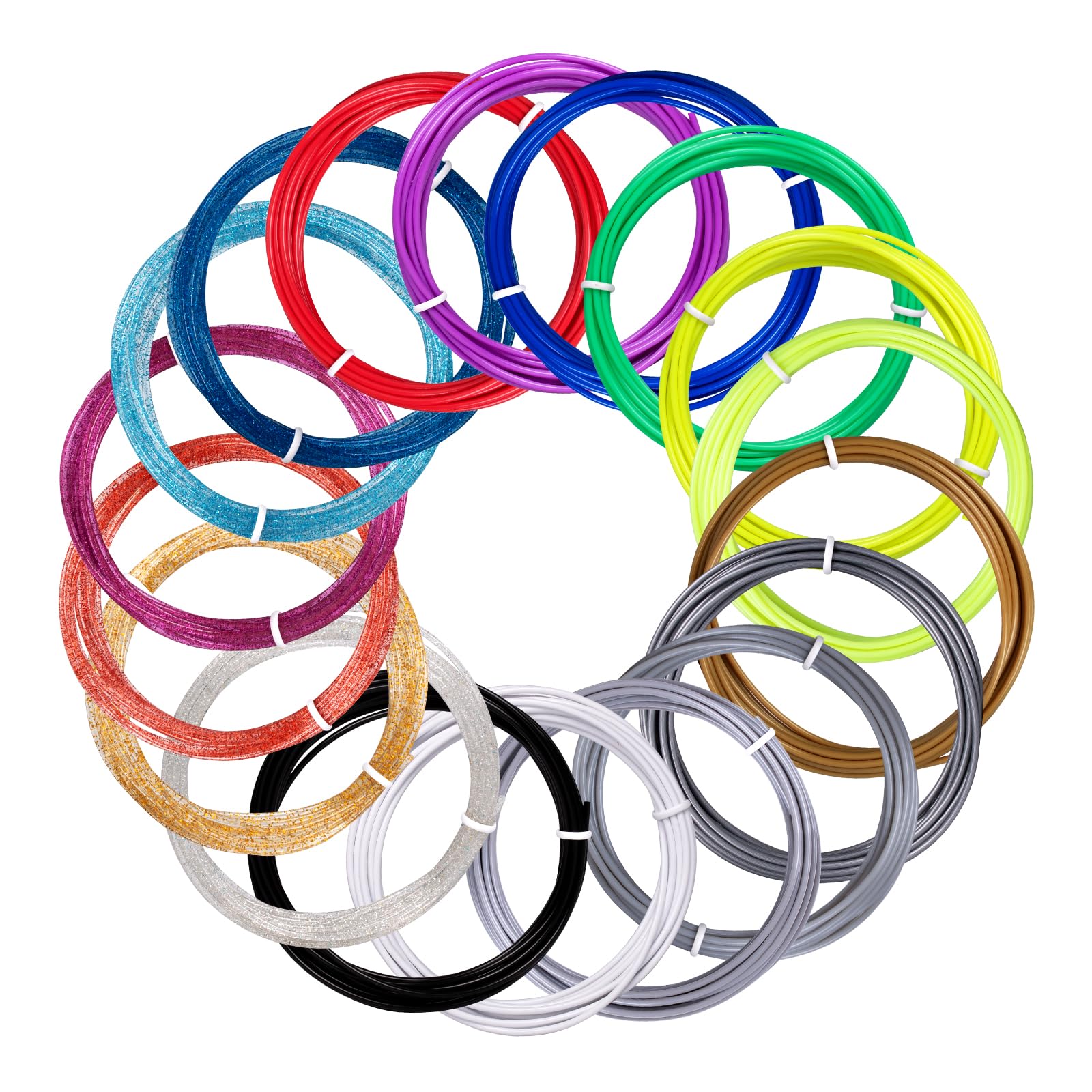 Kretrum Filamento para bolígrafo 3D, 18 colores, PLA 1,75 mm, con impresión 3D, compatible con MYNT3D SCRIB3D, NOT Fit, Filapen de cualquier color, 3 m total