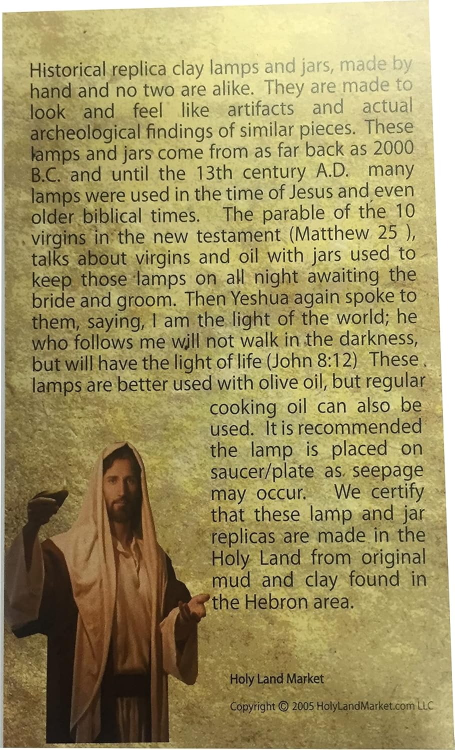 Holy Land Market Herodian Oil Lamp Replica - Ancient Biblical Byzantine Lamp with Plate, Holy Land Lamp