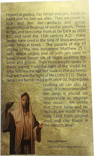 Miniatura 5 de Holy Land Market Réplica de lámpara de aceite herodiano - Lámpara bizantina bíblica antigua con placa, lámpara de tierra santa