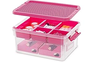 Clear Tip Out Bins Storage Box with Removable Tray and Building Baseplate Lid