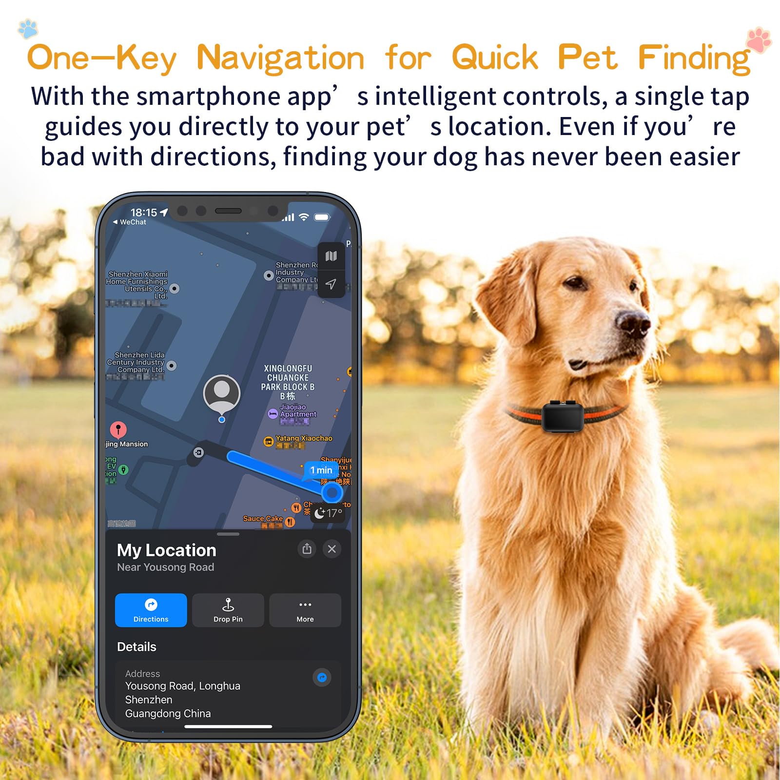 Traction Smart Dog GPS Tracker | Real-Time Pet Tracking with Virtual Fence | Waterproof | Global Positioning | Dog Collar - image 2