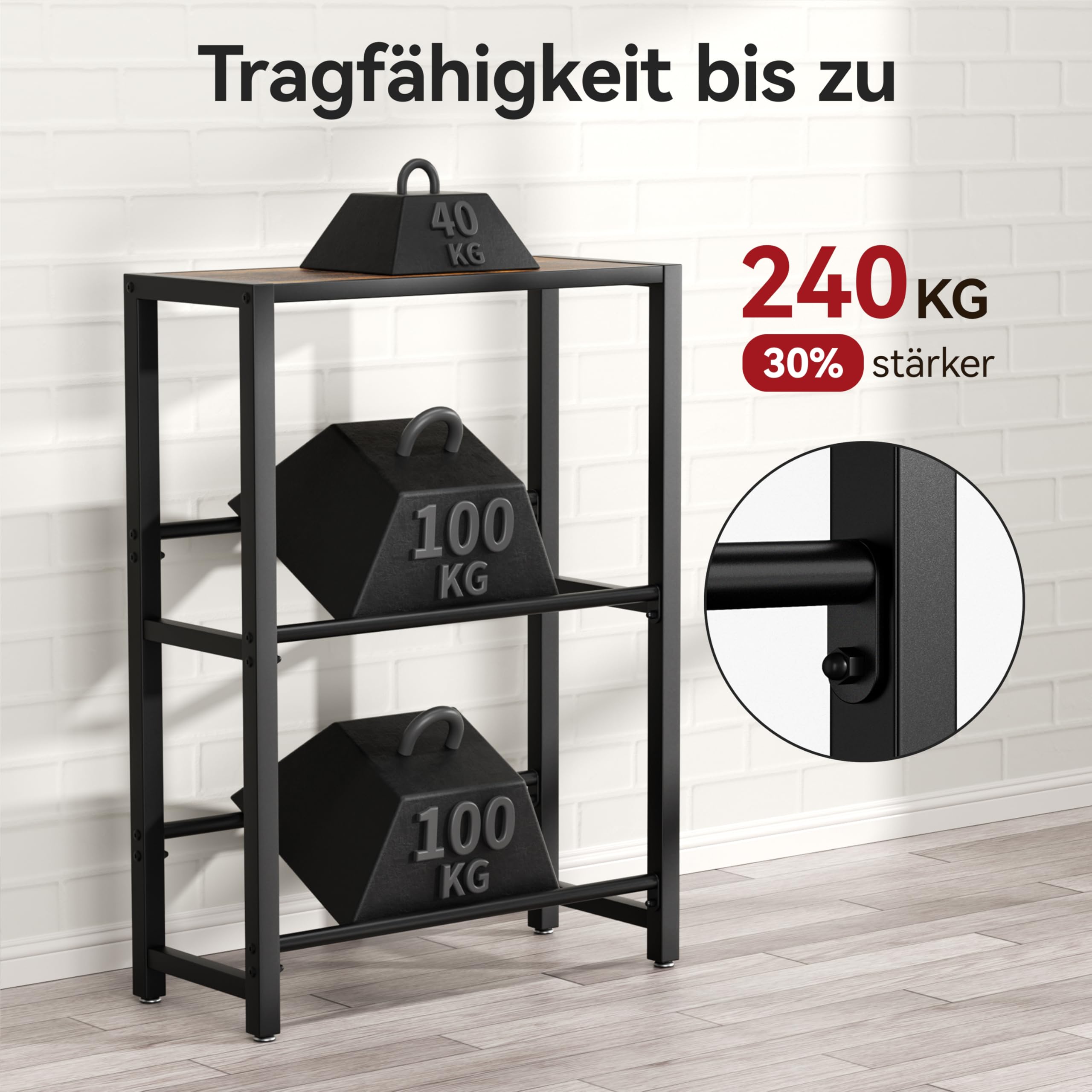 Josmimic Getränkekistenregal mit Ablage für 4 Kästen – Stabiles Metallregal in Schwarz, Platzsparendes Getränkekistenständer für Bier, Wasser & Softdrinks – Ideal für Küche, Keller & Abstellraum