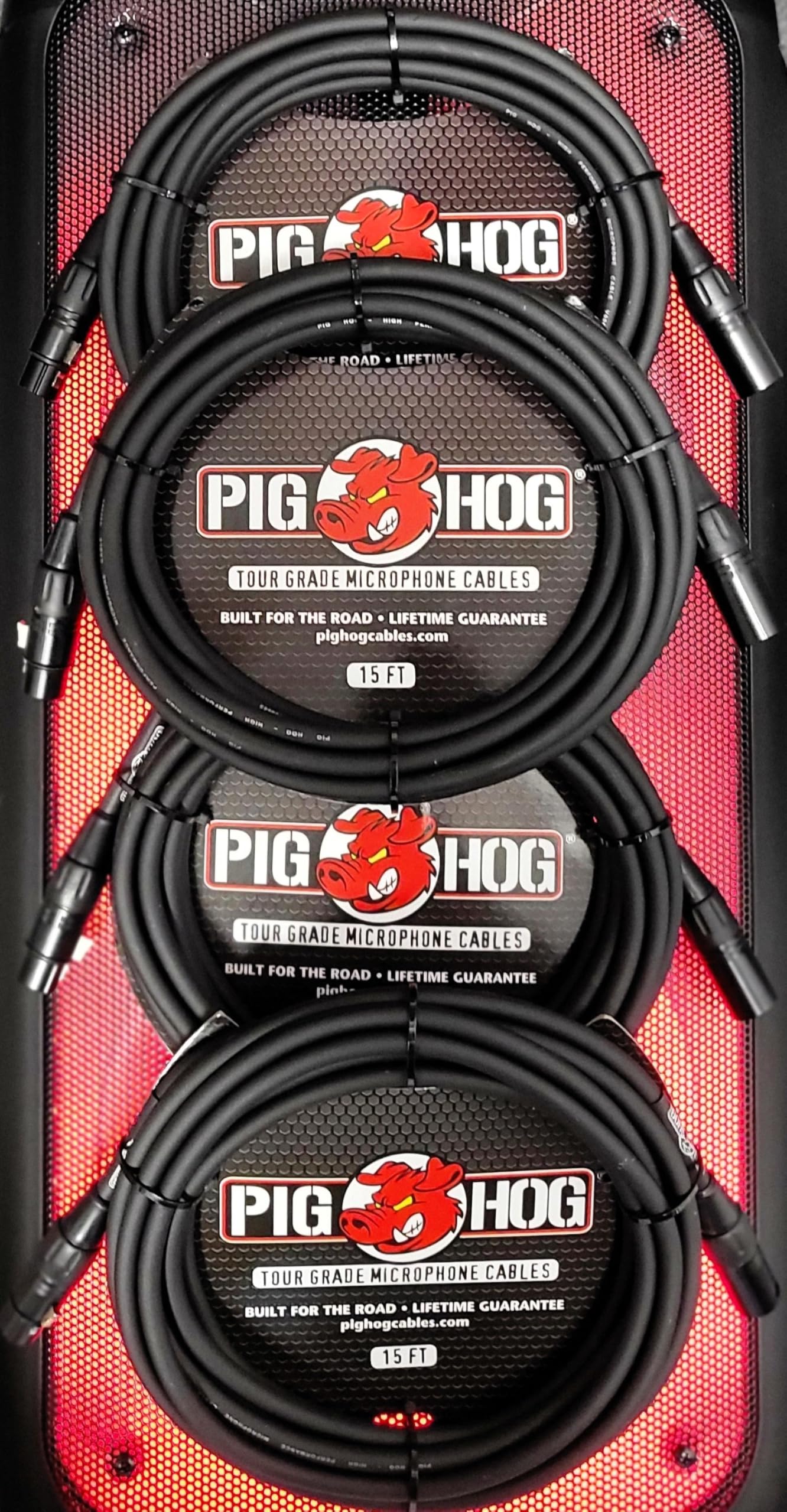 PigHog XLR 15 Foot 4 Pack Tour Grade Microphone Cables