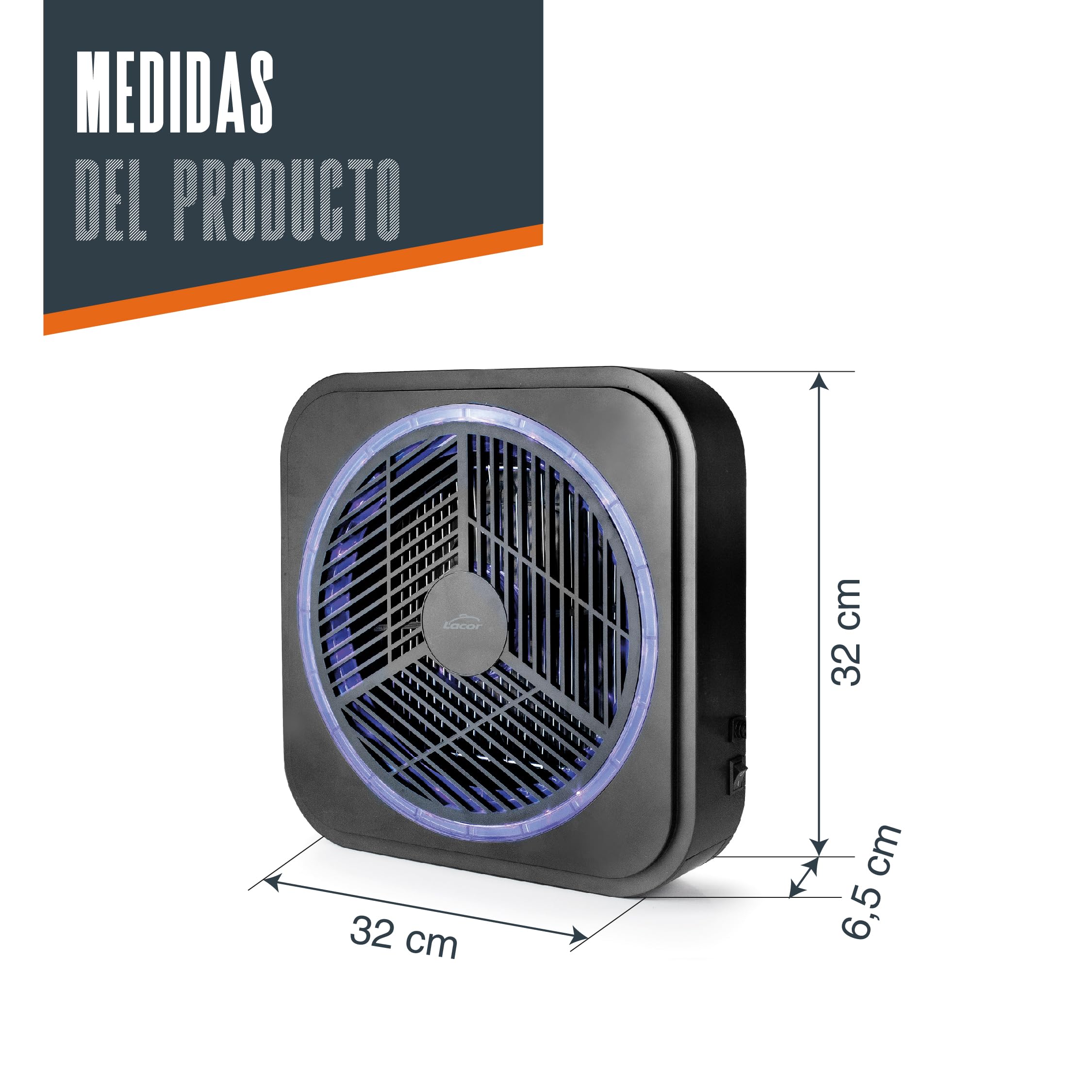 Lacor 39132 - Matamosquitos eléctrico Limpo, ABS, 12W, Lámpara LED, 100 m2 | Para un uso práctico y profesional en cocina; perfecto para el día a día en hostelería y en casa, cómodo de usar y de guardar
