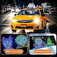 Vista 2 de Letrero de luz para automóvil, panel de matriz LED flexible programable de 6.7 x 2.7 pulgadas, control de aplicación Bluetooth, patrón de texto