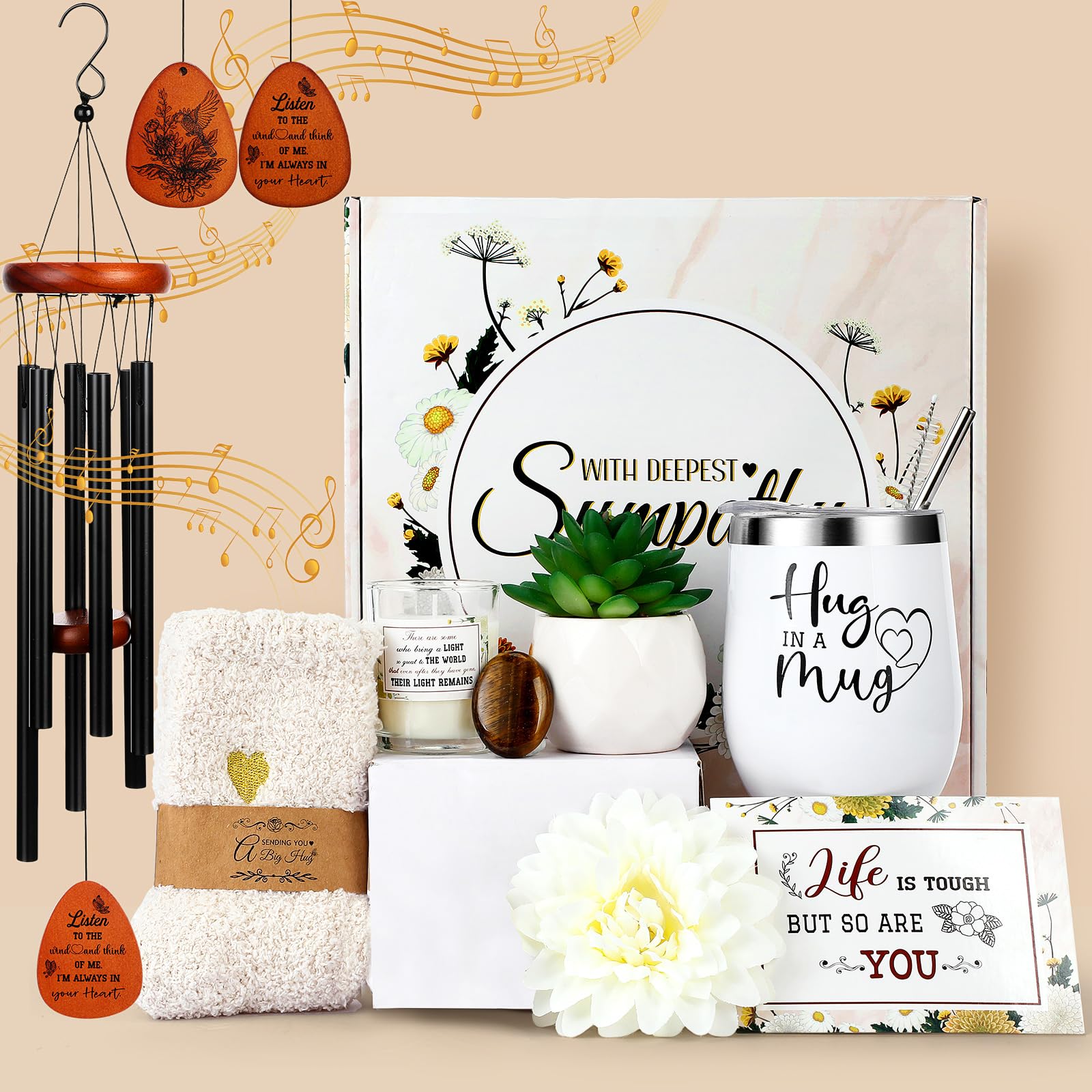 Willinglong Sympathy Gift Baskets for Loss of Loved One Bereavement Condolences Gifts Basket Sorry for Your Loss Grief Package for Grieving Women