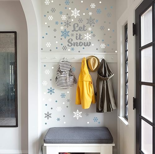 Miniatura 7 de Paper Riot Co. Let It Snow Copos de nieve calcomanías de pared de Navidad para vacaciones, adhesivo extraíble para aula, habitación de niños,