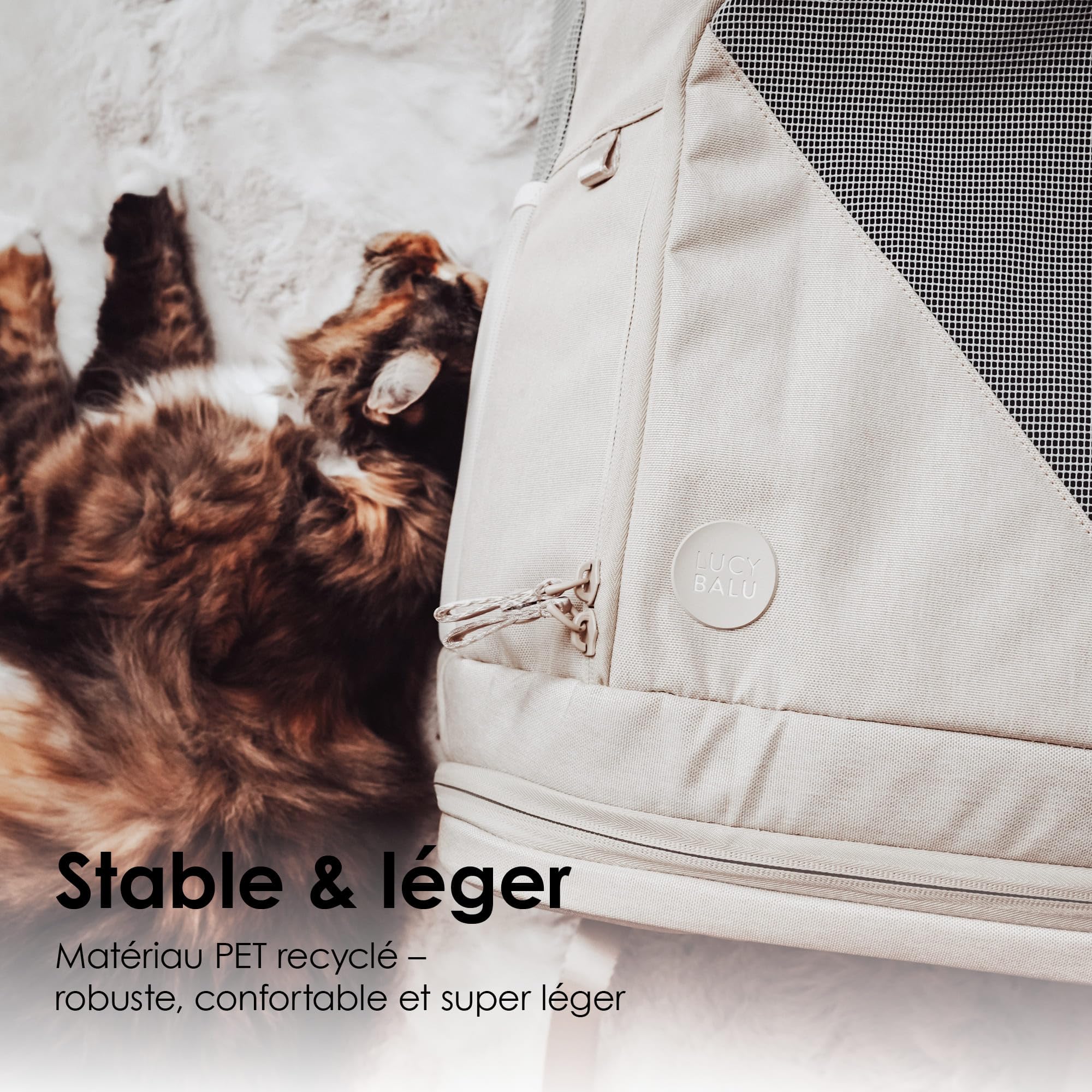 LucyBalu® Hop-on Sac à Dos de Transport pour Chat I Anthracite