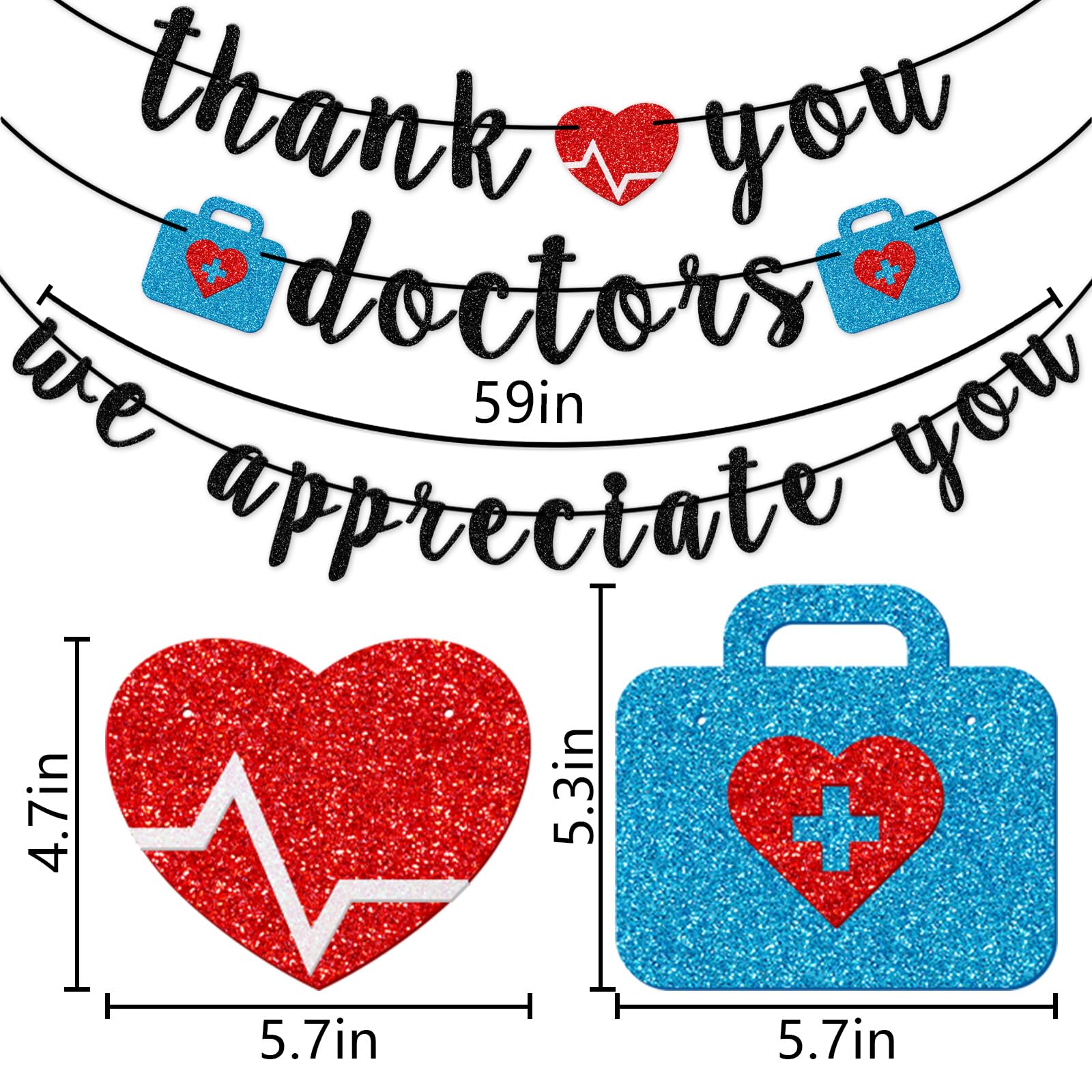 Thank You Doctors Porch Banner - 70.9x11.8 Inch Appreciation Sign For Doctors Week & Medical Graduation