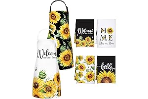 Bencailor Sunflower Gnome Printed Aprons with Towels for Women, Vibrant Waterproof Kitchen Decoration