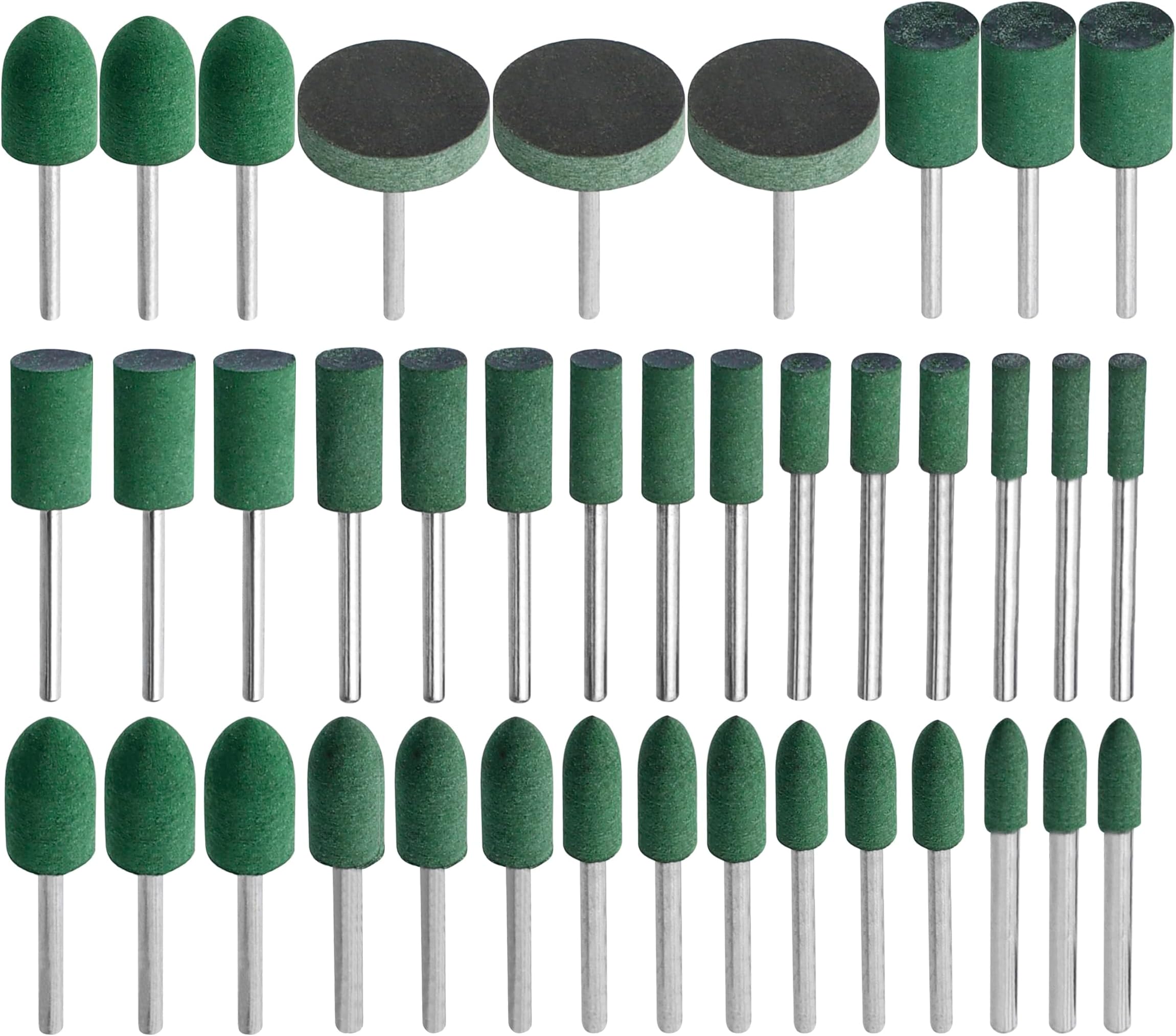 Yakamoz 39Pcs Rubber Polishing Bits Set Rubber Buffing Bit Tips Grinding Wheels Silicone Rubber Nail Drill Bits for Rotary Tools - 1/8" Shank