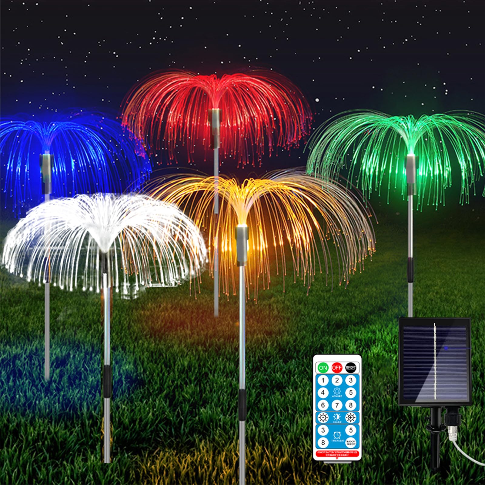 Lampe solaire extérieur festival lot de 5 méduses colorées