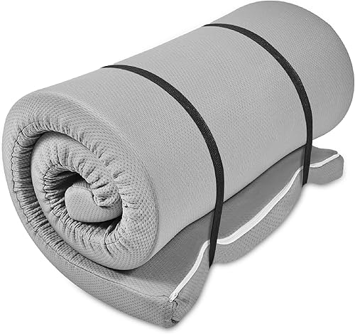 Foamma Colchón de espuma viscoelástica enrollable de 3 x 30 x 80 pulgadas, espuma certificada CertiPUR-US, funda suave acolchada, fabricado en