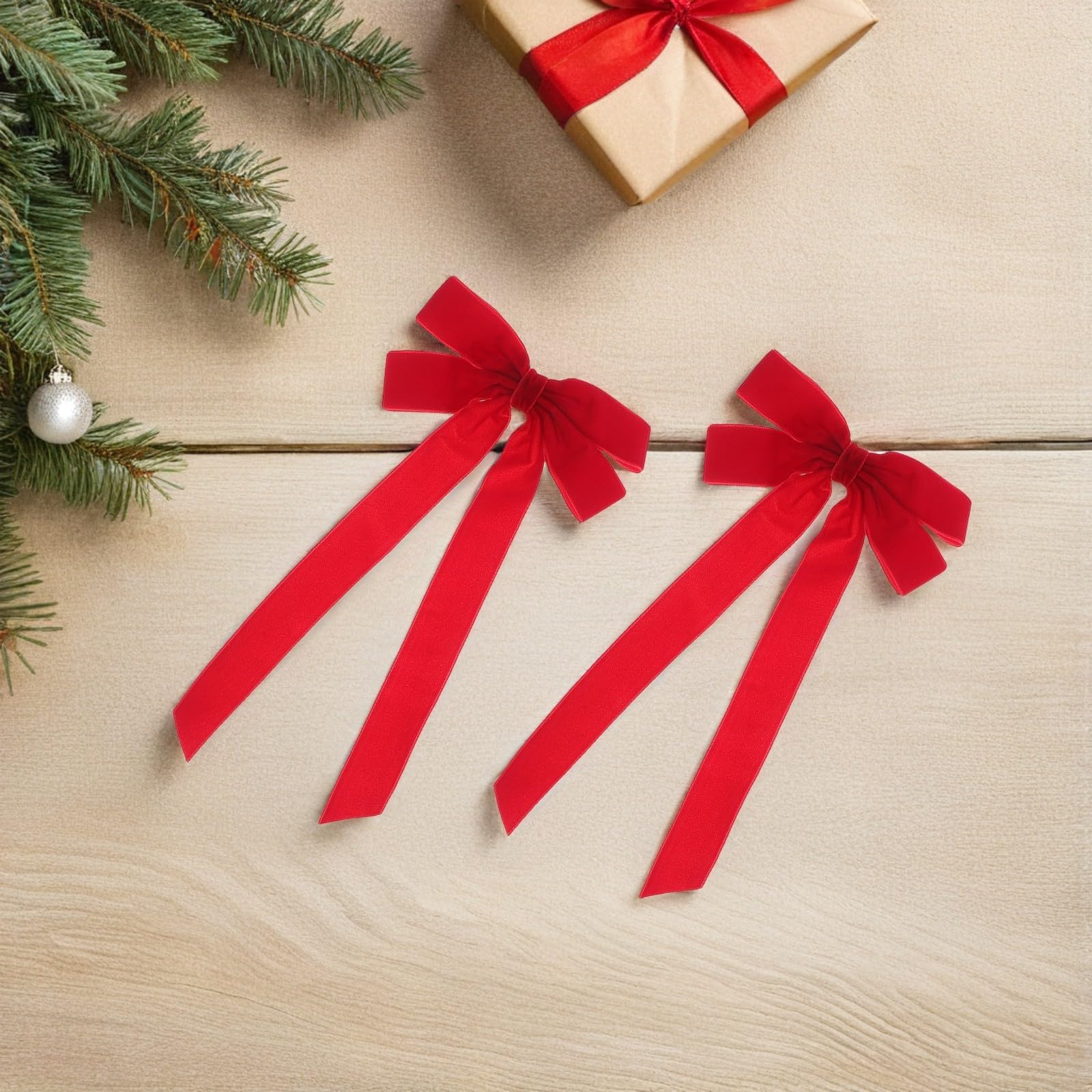 Toyvian 60 Stück Rote Samtschleife für Weihnachtsbaum und Kranz,