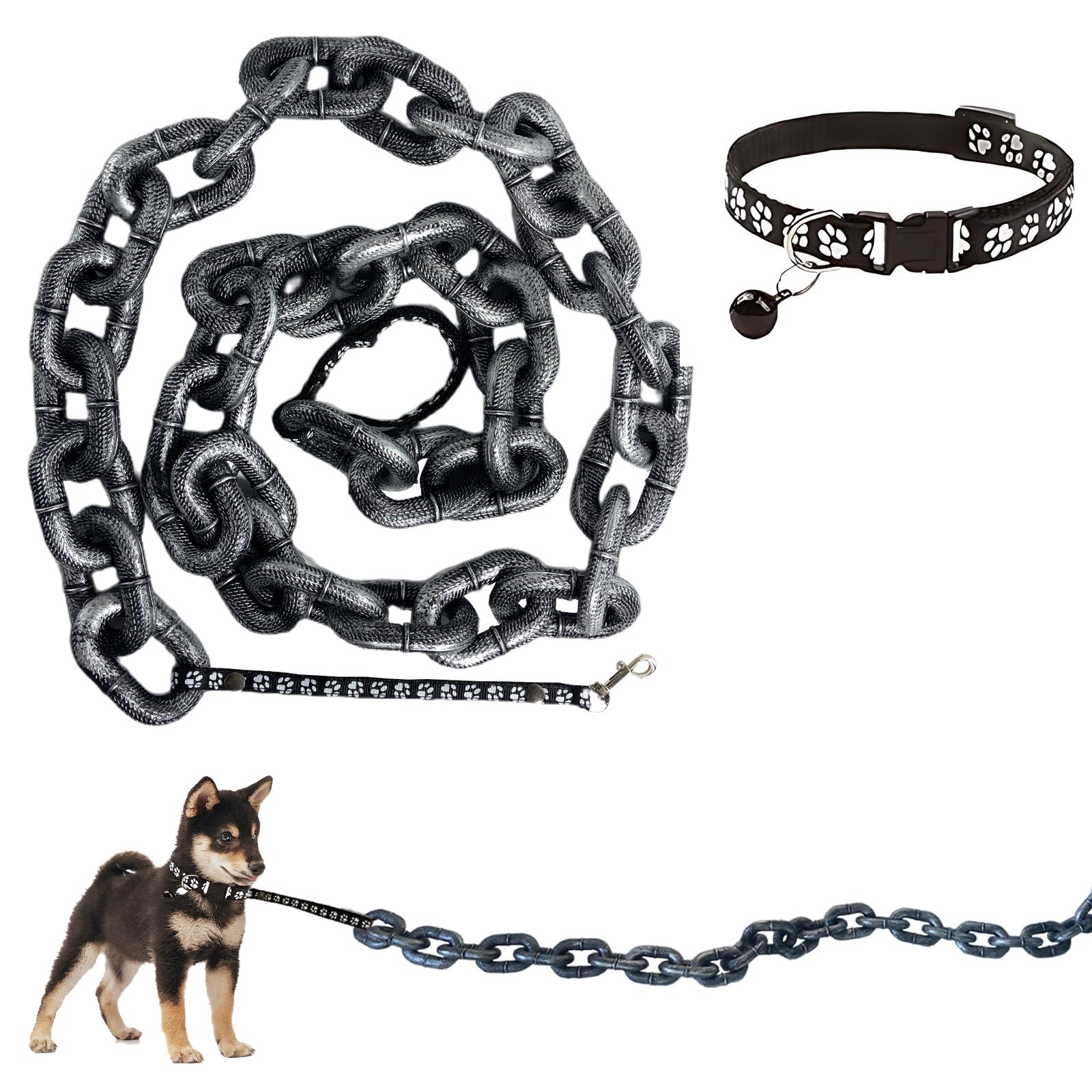 6 Ft Funny Dog Leash - Giant Plastic Chain Leash with Puppy Collar