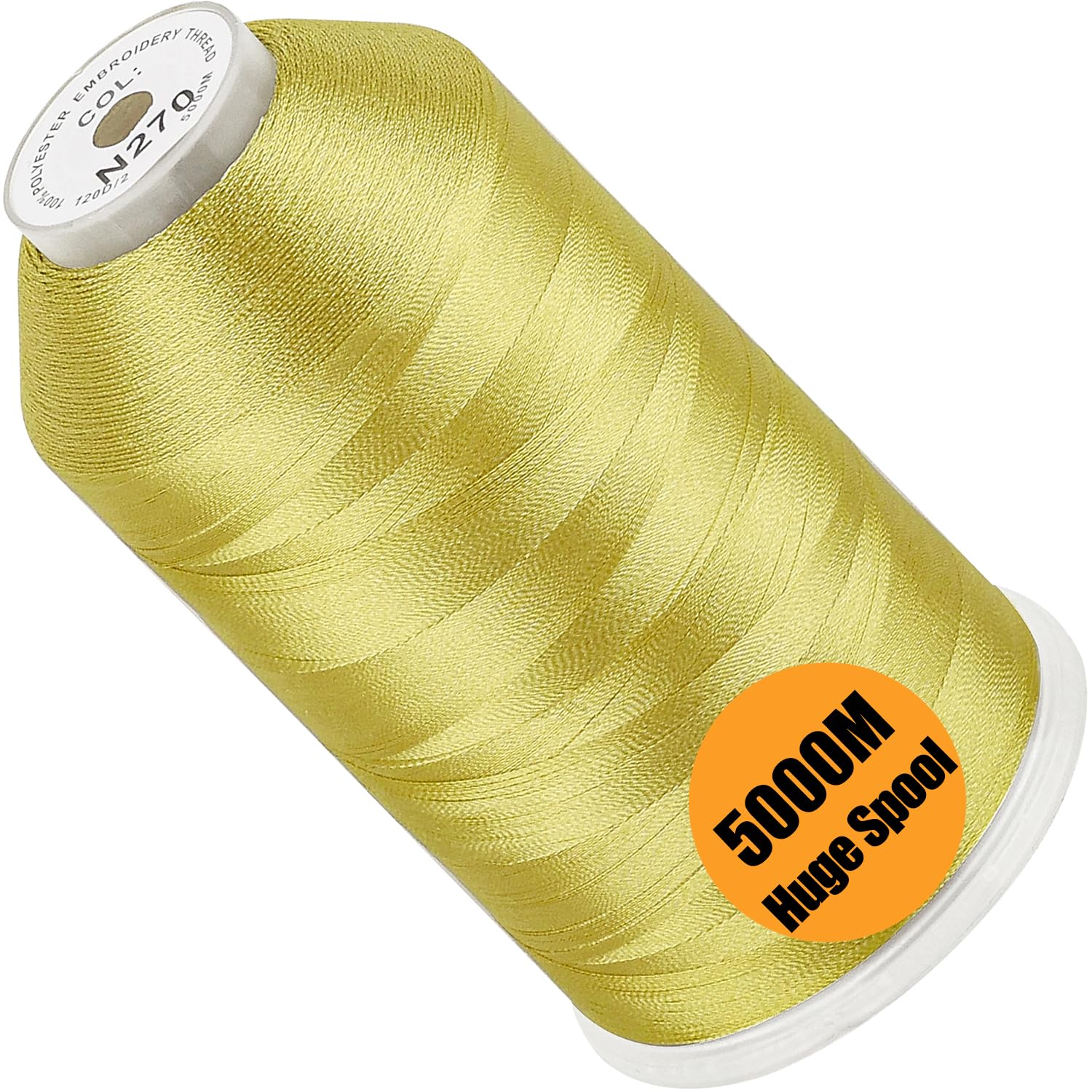 New brothread 5000M Huge Spool Embroidery Thread -Mustard Fits Janome Color