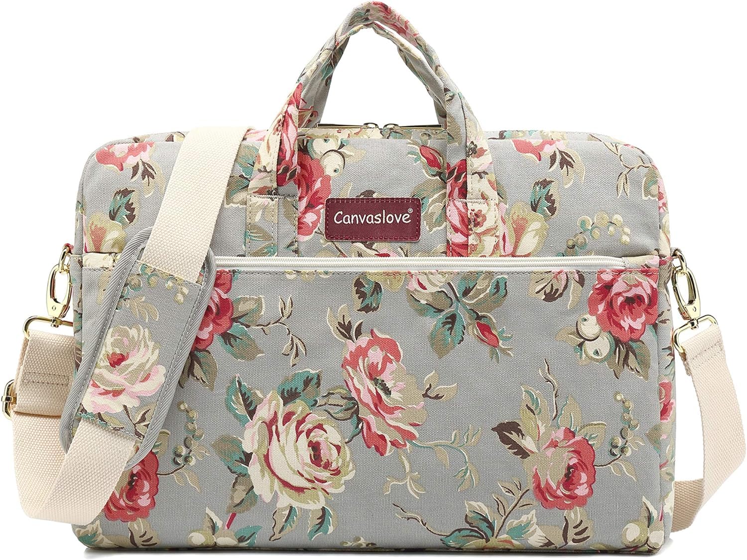 Canvaslove Grey Rose Waterproof Laptop Shoulder Messenger Bag Case With Rebound Bubble Protection for MacBook Air 13 inch,MacBook 14 inch and 13 inch-14 inch Laptop