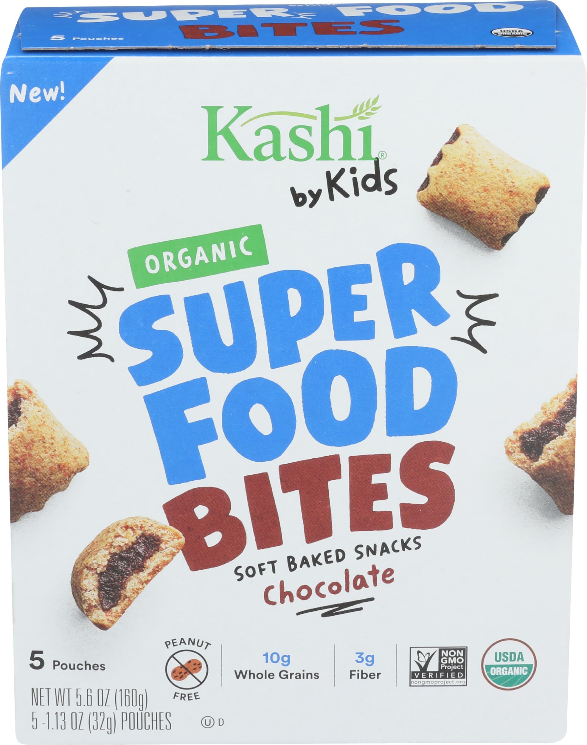 Kashi by Kids, Super Food Chocolate Bites, Soft Baked Organic Snacks, Fair Trade Cocoa, Peanut Free, 5.6oz