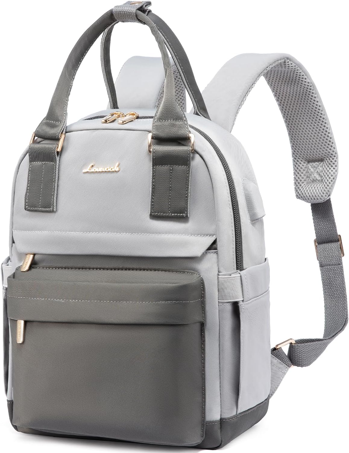 LOVEVOOK Women&rsquo;s Small Backpack, Elegant Lightweight and Waterproof Mini Backpack, Anti-Theft and Chic Travel Backpack with USB Charging Port for Travel, Leisure, College, Grey & Blue, Casual