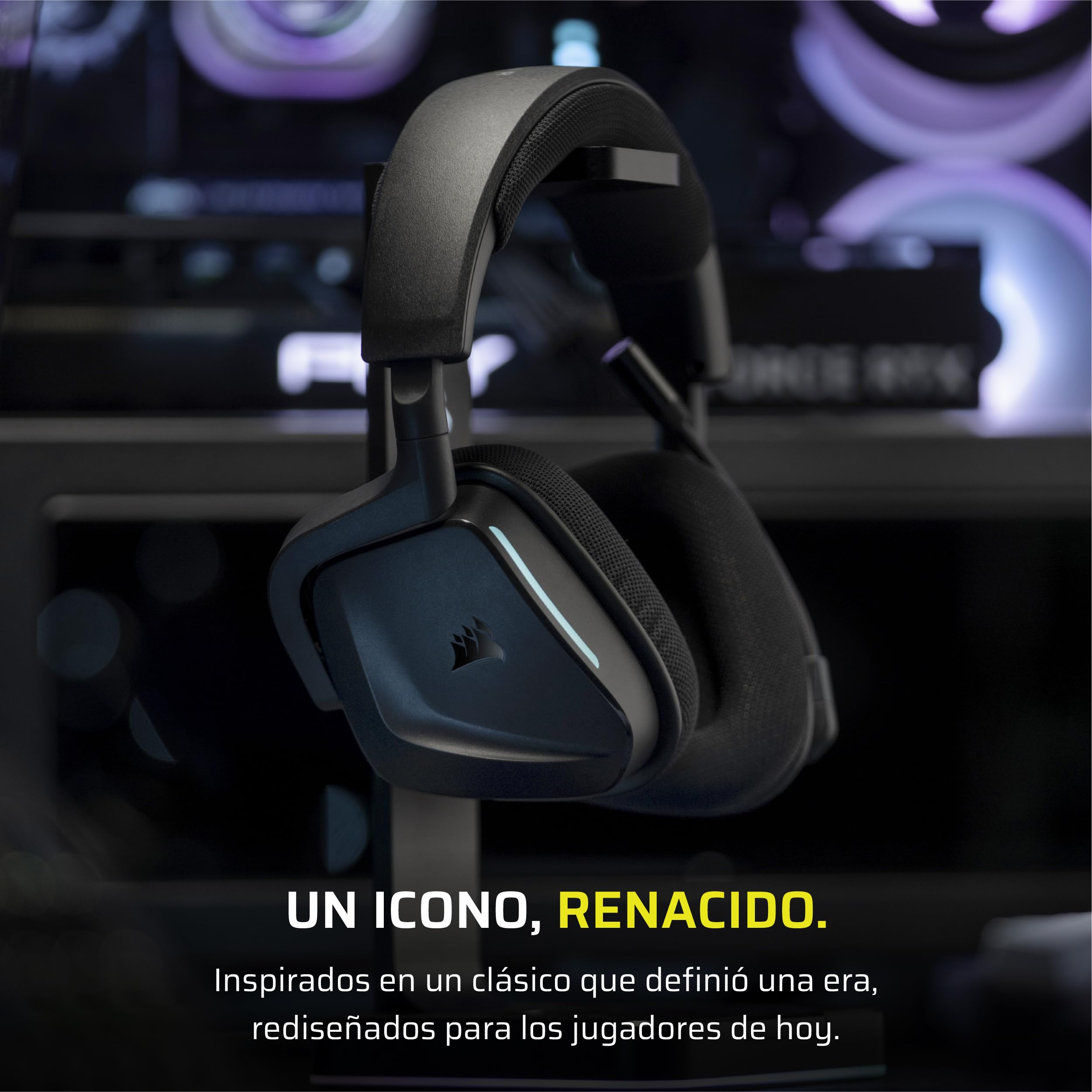 Corsair Void v2 Auriculares Inalámbricos para Juegos – Carbono | Bluetooth, Dolby Atmos, Batería de 70 Horas, Inalámbrica de Doble Banda, Carga Rápida - PC, PS5, PS4, Switch y Móvil
