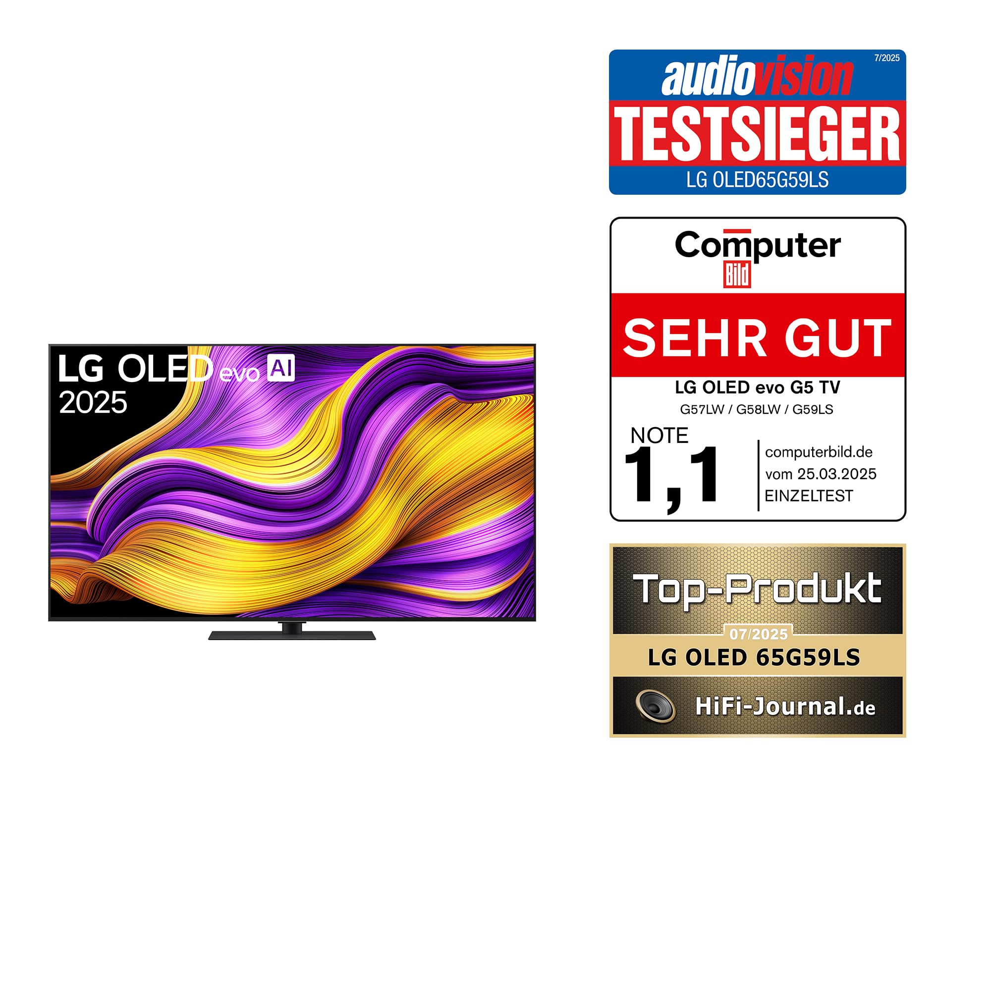 LG OLED65G59LS TV 65 Zoll (165 cm) 4K OLED evo AI TV (α11 Gen2 4K AI Prozessor, webOS 25, 120Hz (VRR bis zu 165Hz)) [Modelljahr 2025]