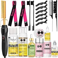 WOZUTUNT Electric Hot Comb Hair Straightening Brush for Wigs & Black Hair - Adjustable Temp, Fast Heat, Anti-Scald, 21-Pc Kit