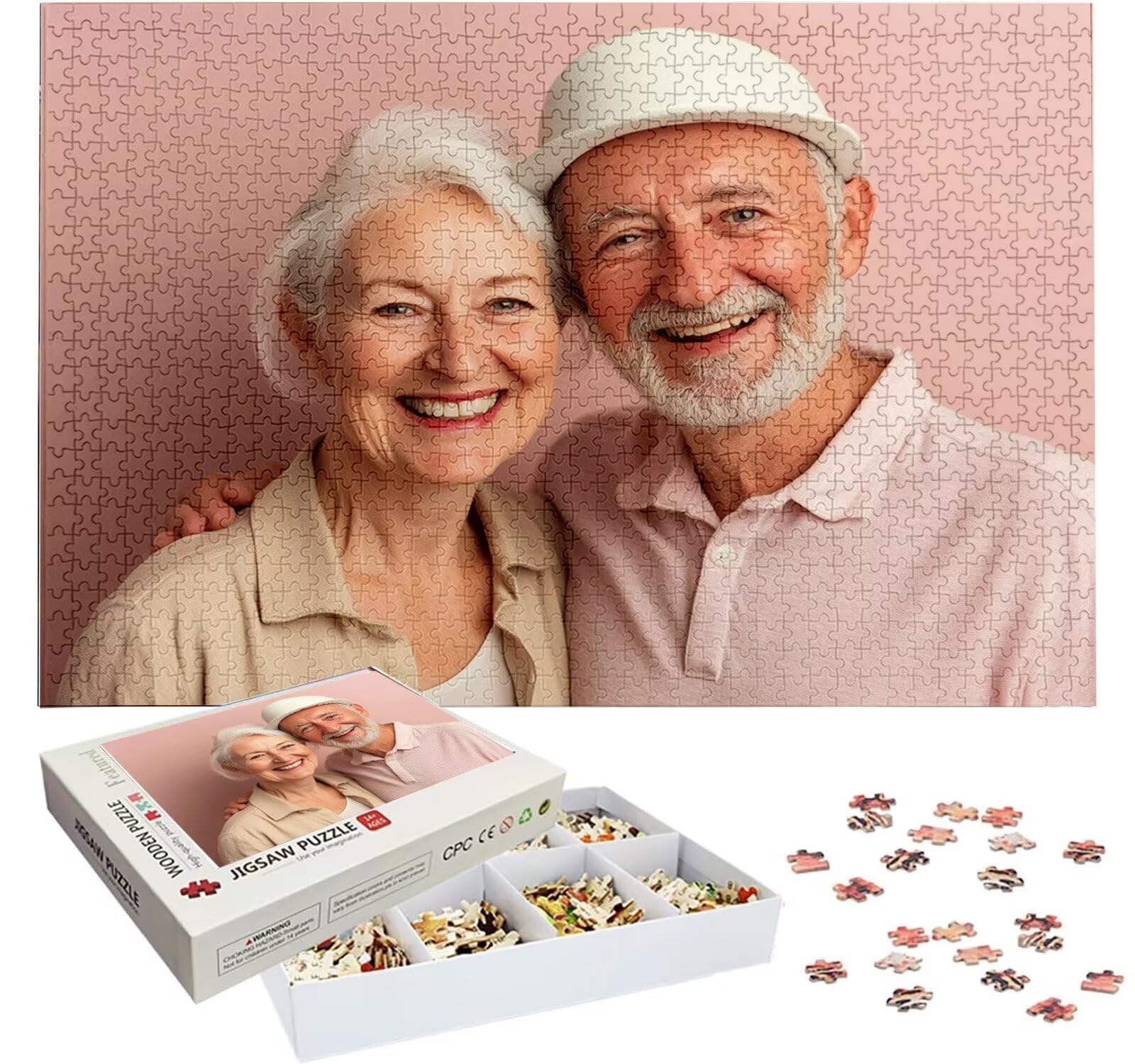 Puzzle Personalizado con Foto, Personalizada Rompecabezas Personalizado Diseña tu Logo Foto o Texto, Personalizado Navidad Halloween San Valentín Parejas Niños Familia Amigos h-4349