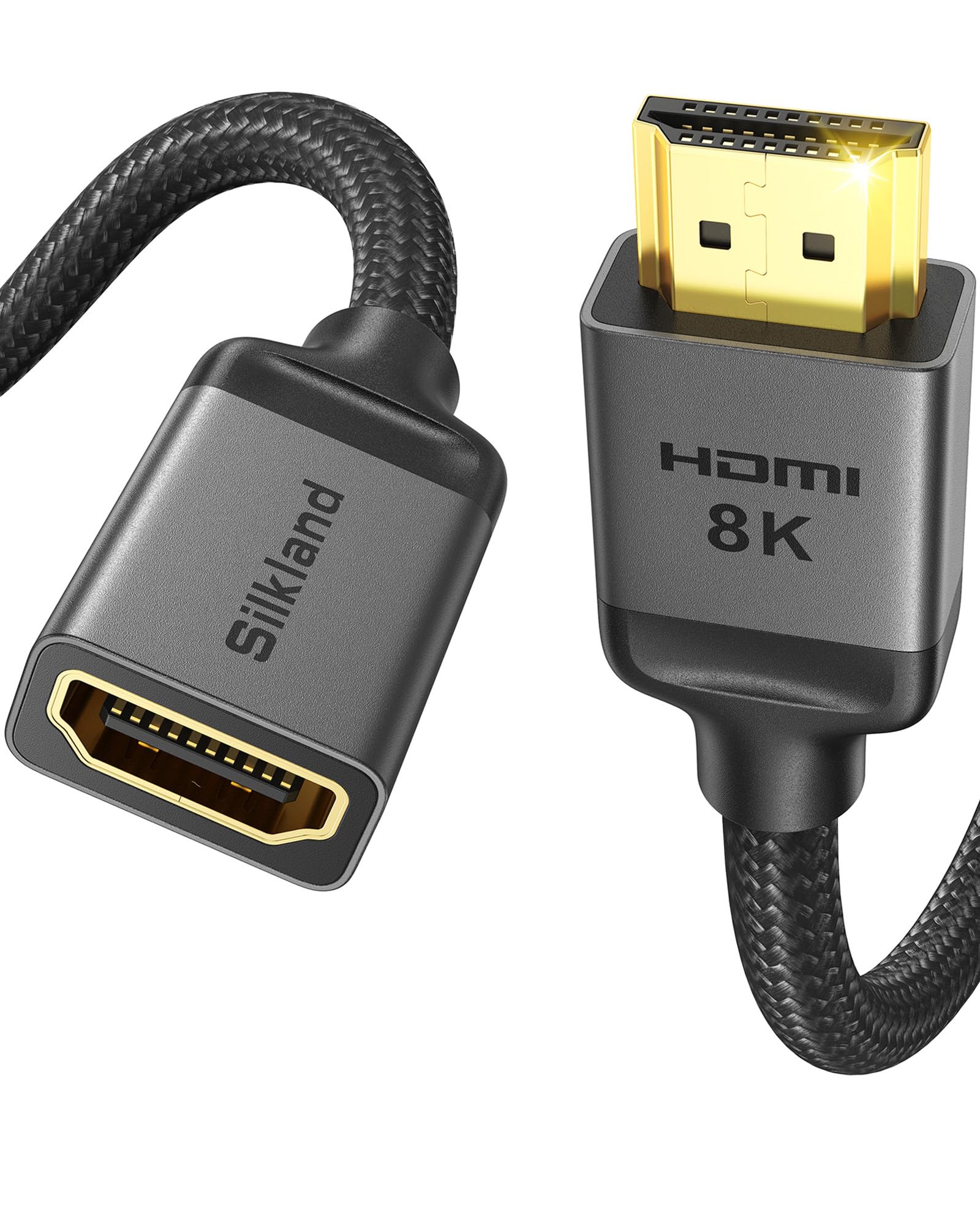 Silkland HDMI 2.1 Verlängerungskabel, 10K 8K 60Hz 4K 120Hz 144Hz HDMI Verlängerung Stecker auf Buchse