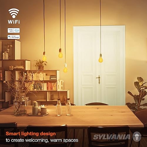 Miniatura 5 de LEDVANCE Sylvania WiFi LED Smart A19 Bombilla con acabado ámbar, 4.5 W eficiente, para AlexaGoogle Assistant, 2000 K, no requiere concentrador, 1