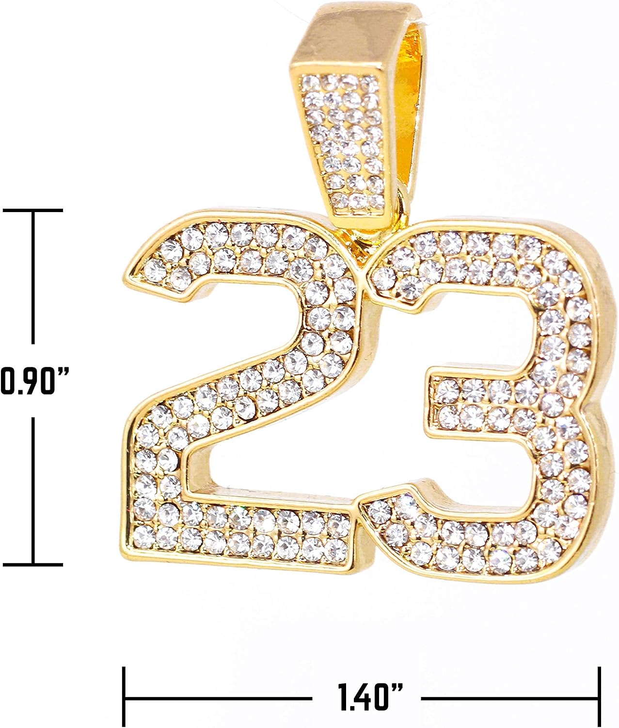 Techno Pave Men's Iced-Out Basketball Pendant & 4mm CZ Tennis Chain - Gold Finish - 23 Necklace