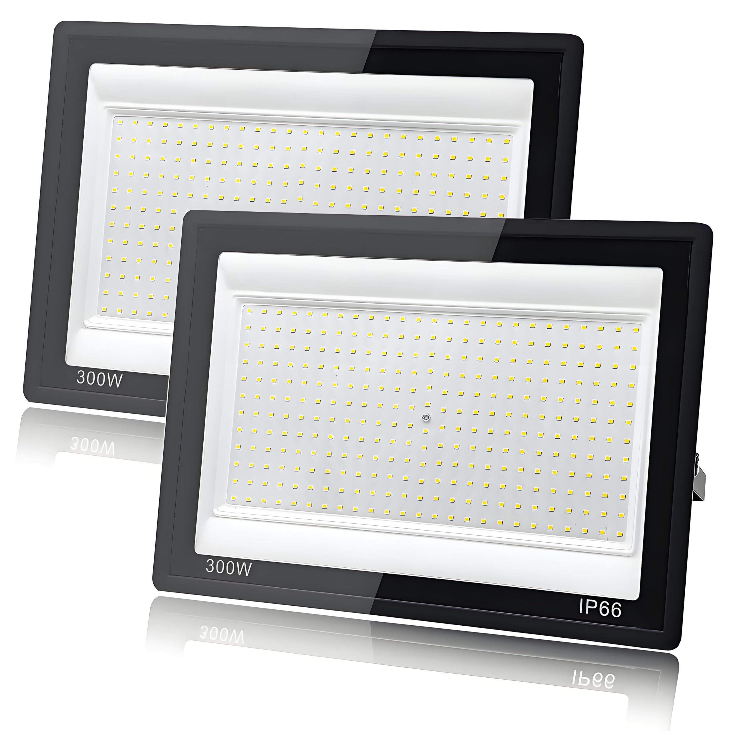 2 Pièces Projecteur LED Extérieur 300W, 1M Câble Blanc Froid 6500K Projecteur LED, Spot led Extérieur IP66 Étanche, pour Jardins, Terrasses, Cours, Balcons, Parcs, Garages, Usines, Carré